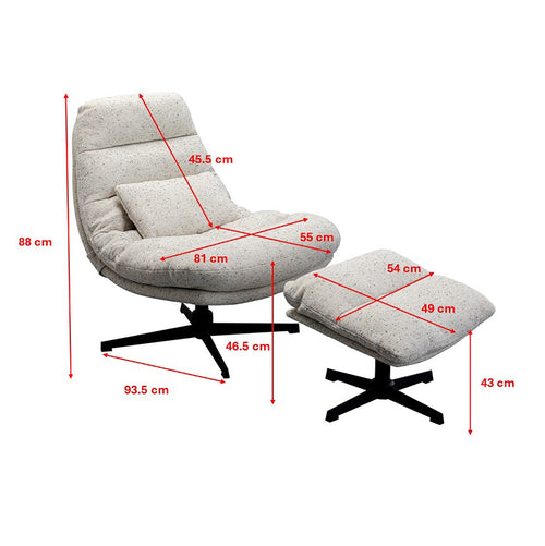 Kare Design Draaifauteuil en Voetsteun Columbia - vtwonen shop