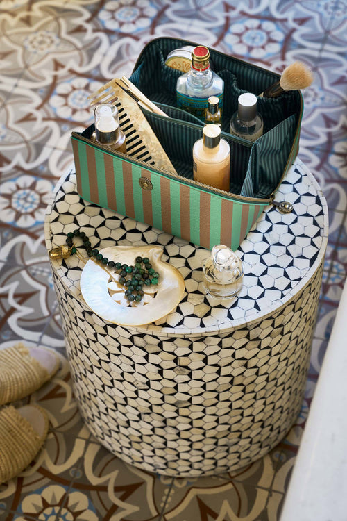 Pip Studio - Cyrille Make-up Tasje Dames - Stripe - Groen - 11x5x22cm - vtwonen shop