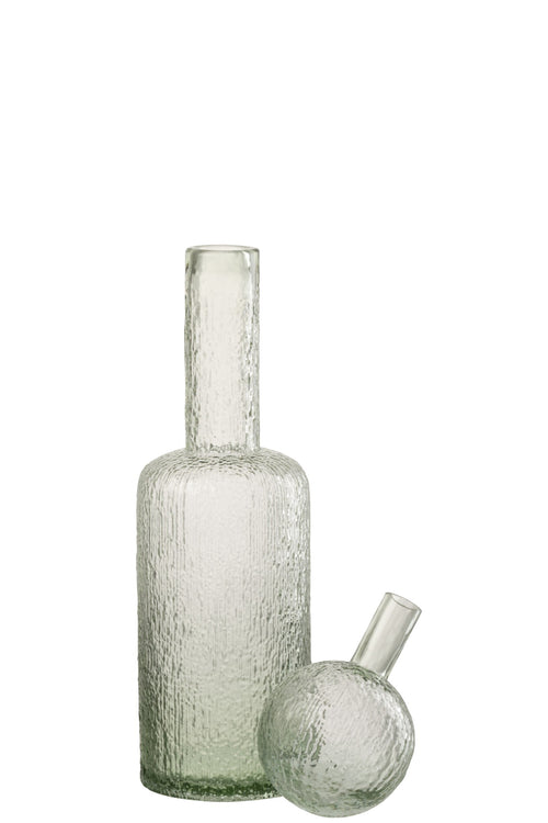 J-Line decoratie Fles Reliëf - glas - transparant/groen - medium