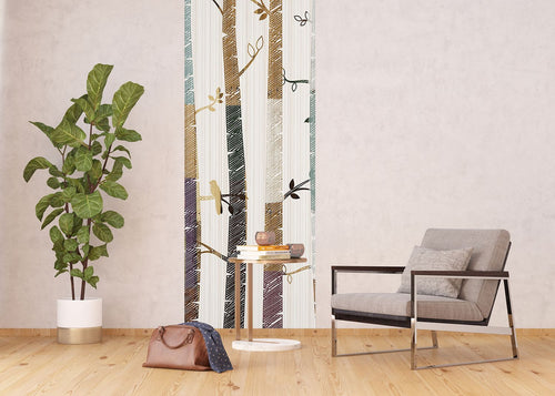 Sanders & Sanders poster bomen bruin, beige en paars - 90 x 270 cm - 601047