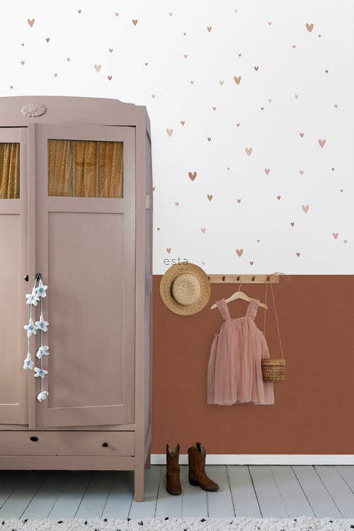 ESTAhome muursticker hartjes terracotta, roze en beige - 33 x 47.5 cm - 156117