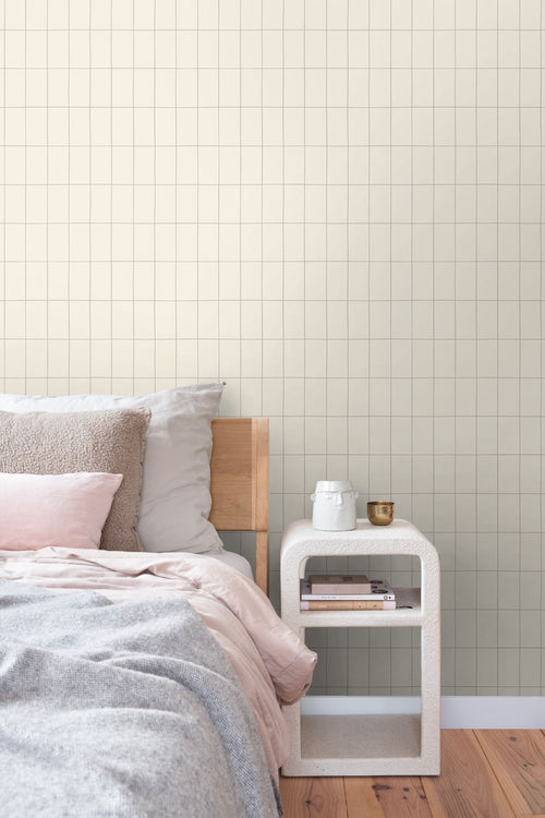 ESTAhome behang kleine tegeltjes vanille beige - 50 x 900 cm - 131789