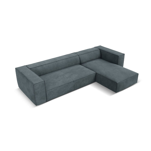 Cosmopolitan Design - Rechter hoekbank Turin 5-zits, structurele stof blauw grijs - 173x290x68cm