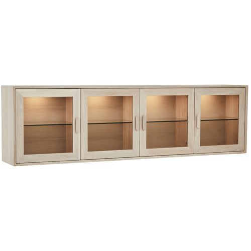 Furnhouse 4-deurs wandkast Porto - Witte olie - MDF, Eikenfineer, Glas - 34x212x60