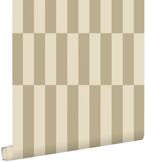 ESTAhome behang strepen donker beige - 53 cm x 10.05 m - 131212 - vtwonen shop