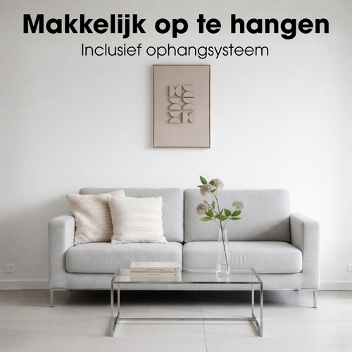 Mica Decorations Wanddecoratie - Wandpaneel Abstracte Kunst 60 x 40 x 3 cm - Woondecoratie voor Woonkamer of Slaapkamer - Lichtgrijs