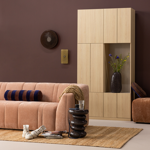 WOOOD vaas Sahil - Glas - Donkerbruin - 42x23x14
