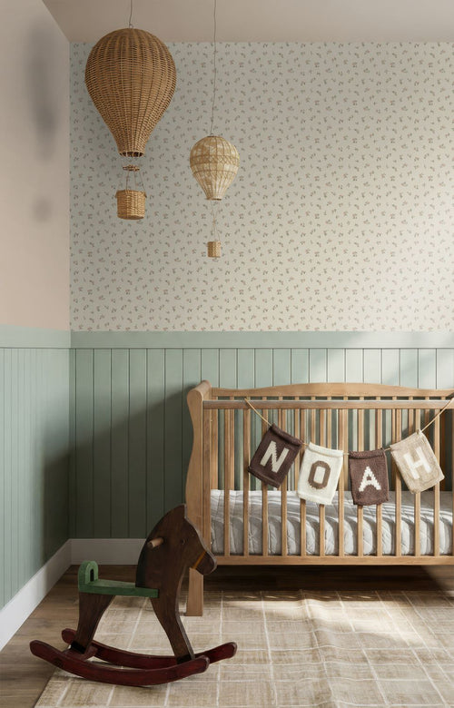ESTAhome behang vintage bloemetjes vergrijsd groen - 50 x 900 cm - 132218