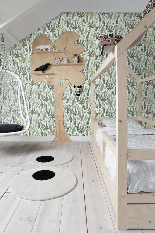 ESTAhome behang jungle apen mintgroen en donkergroen - 53 cm x 10.05 m - 139073