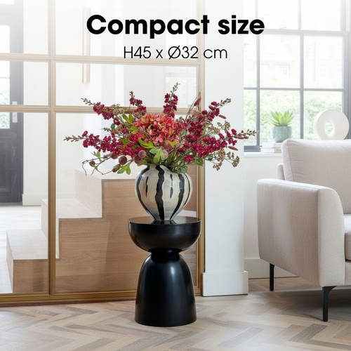 Mica Decorations Elliot Bijzettafel - Bijzettafel Rond H45 x Ø32 cm - Bijzettafeltje voor Woonkamer of Slaapkamer - Ideaal als Plantentafeltje - IJzer