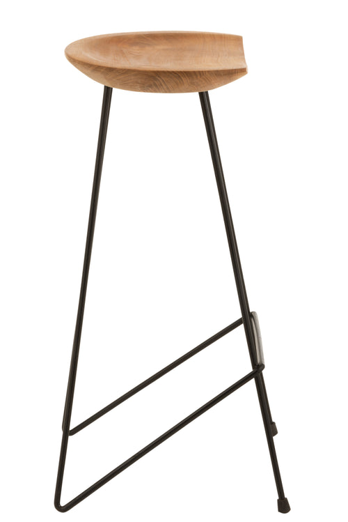 J-Line barkruk - hout/ijzer - naturel