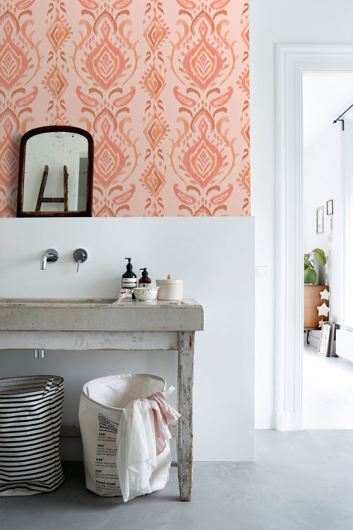 ESTAhome behang ornamenten roze en oranje - 50 x 900 cm - 131695