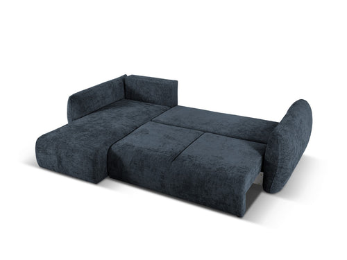Cosmopolitan Design Uitklapbare hoekbank links met opbergdoos Matera 4-zits, chenille, koningsblauw - 173x253x86cm