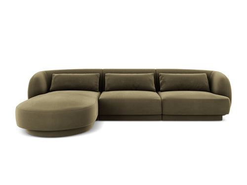 Cosmopolitan Design linker hoekbank Tulum 4-zits, flueel, groente - 156x255x70cm