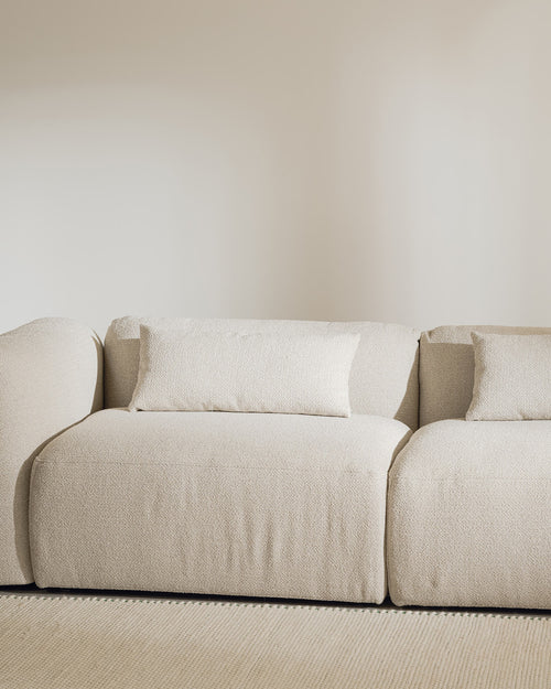 noo.ma Yaro 3-zits hoekbank - Desert Beige Bouclé, zachte zit, 263x169,5x69 cm
