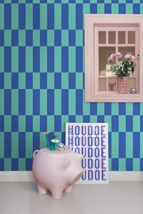 ESTAhome behang streep petrolgroen en koningsblauw - 50 x 900 cm - 130922 - vtwonen shop