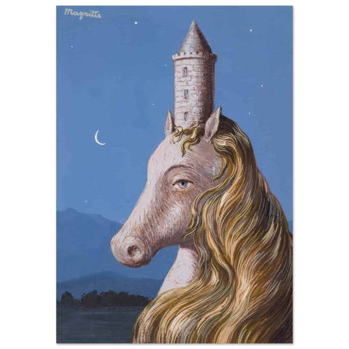 Artfulprints Poster met Lijst René Magritte - Le coeur du monde   - 50x70 cm - Blauw