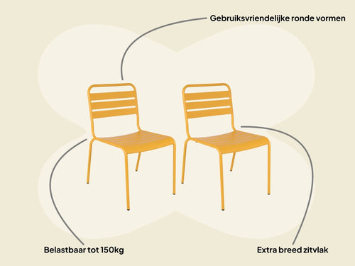 MaximaVida metalen tuinstoel Max okergeel - doos per 2 stuks