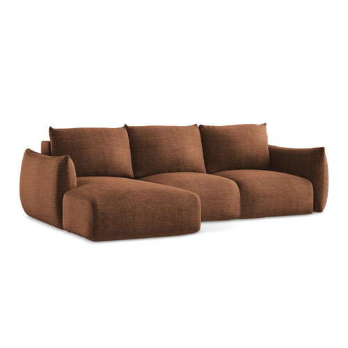 LaMiaSofa hoekbank links Savona - textuurstof - terracotta - 242x162x90
