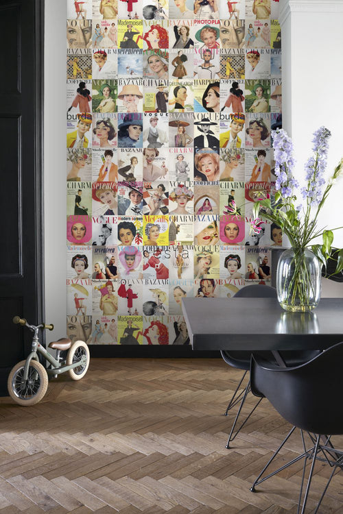 ESTAhome XXL behang magazine covers meerkleurig - 50 x 900 cm - 158104