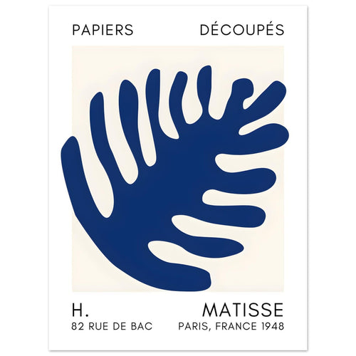 Artfulprints  Matisse – Coral bloom navy blue II   poster 30x40 cm - vtwonen shop
