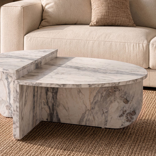 Calicosy - ORION Set van 2 salontafels - Licht hout - 90x90x35 cm