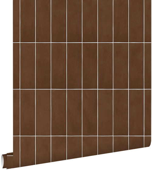 ESTAhome behang tegelmotief donkerbruin - 50 x 900 cm - 131533 - vtwonen shop
