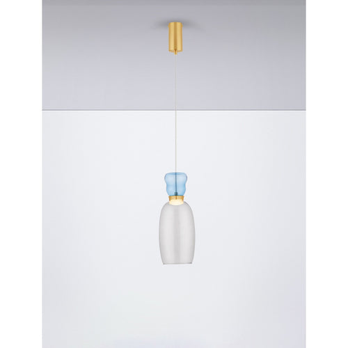 Nova Luce PLUMA Slanke hanglamp voor aan het plafond, glanzend lichtblauw, rookgrijs, goudkleurig, LED 5W 450lm 3000K