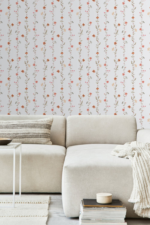 Sanders & Sanders behang bloemen oranje en wit - 53 cm x 10 m - 640173