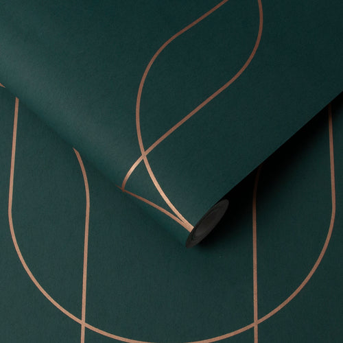 Graham & Brown |vliesbehang Palais Green & Copper - groen - vtwonen shop