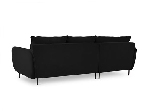 Cosmopolitan Design linker hoekbank Vienna 5-zits, flueel, zwart - 170x255x95cm