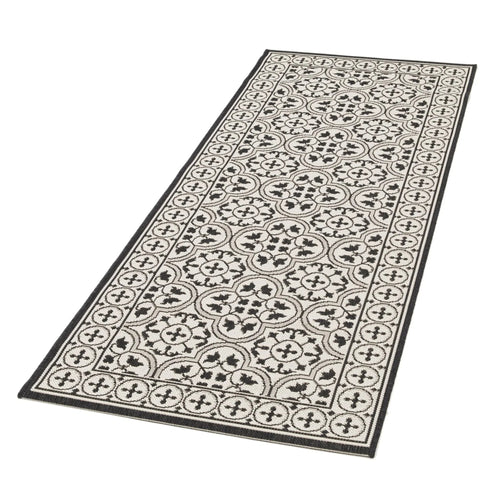 AFK Living vloerkleed Mosaique - voor binnen en buiten - zwart - 80 x 200 cm