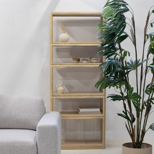 Giga Meubel Boekenkast Noëlle - Mangohout - Naturel - 80x40x200cm