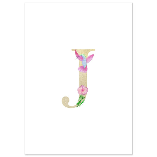 Artfulprints  Letter J kindernaam   poster A4 21x29.7 cm - vtwonen shop