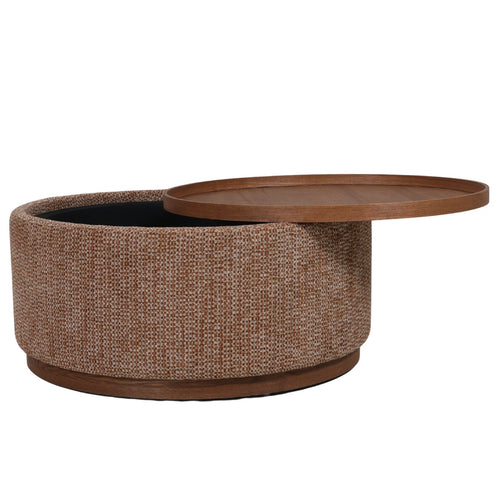DÉJA Living Salontafel Marcia - Rond Terra/Walnoot - Incl. Opbergruimte - Ø83cm