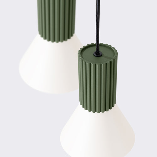 Sollux Lighting Hanglamp ESTRIA 3P beige/olijfgroen - 30x30x120cm