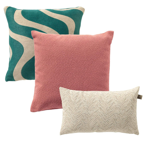KUSSENSET - 3-delig - Blush Wave - 45x45 cm, 30x50 cm - inclusief binnenkussens - roze, blauw, beige
