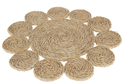 J-Line placemat  Rond Bloem - jute - naturel - vtwonen shop