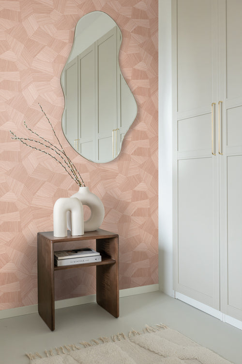 Origin Wallcoverings behang grafisch 3D motief terracotta roze - 53 cm x 10.05 m - 348040 - vtwonen shop