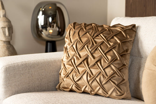 MIRA - sierkussen 45x45 cm - 3D-vlechtpatroon - Irish Cream - beige