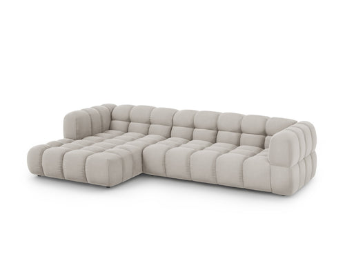Cosmopolitan Design Modulaire hoekbank links Sky 4-zits, flueel, lichtbeige - 162x300x70cm