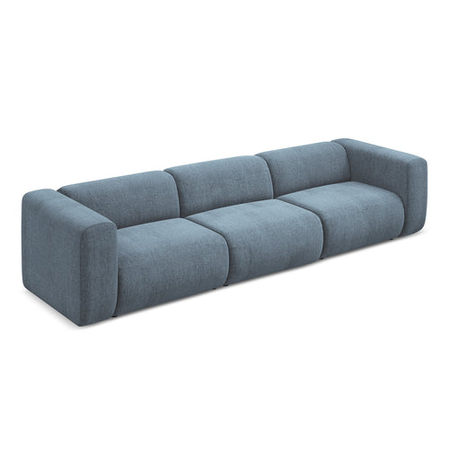 LaMiaSofa 4-zits bank Bari - chenille stof - jeans - 319x89x70