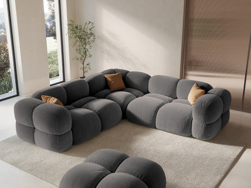 Cosmopolitan Design Hoekbank Loretto 4-zits, flueel grijs - 250x250x68cm