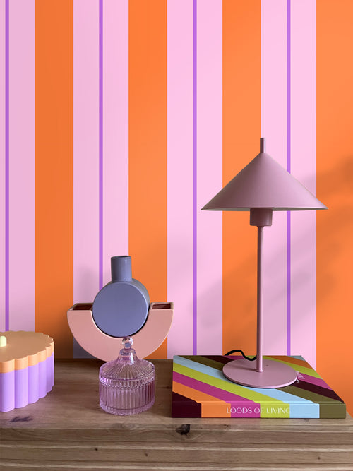 ESTAhome behang strepen oranje en roze - 50 x 900 cm - 131678