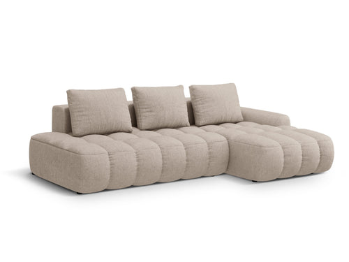 Cosmopolitan Design Converteerbare hoekbank rechts met opbergdoos Linz 3-zits, structurele stof zand - 142x275x84cm