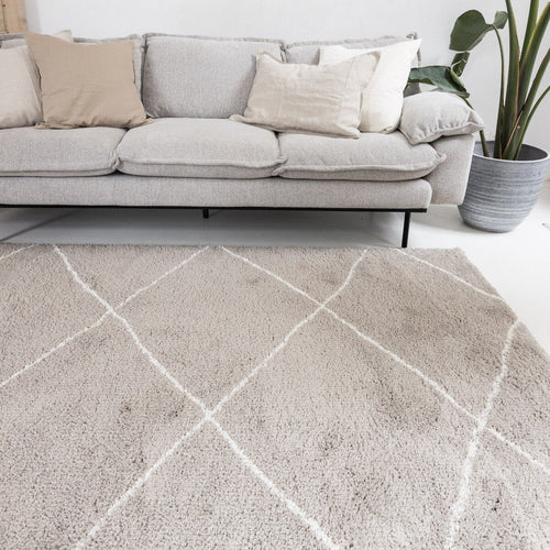 Interieur05 berber vloerkleed hoogpolig grijs/beige/zand/cream - scandinavisch - nea - 135 x 190 cm