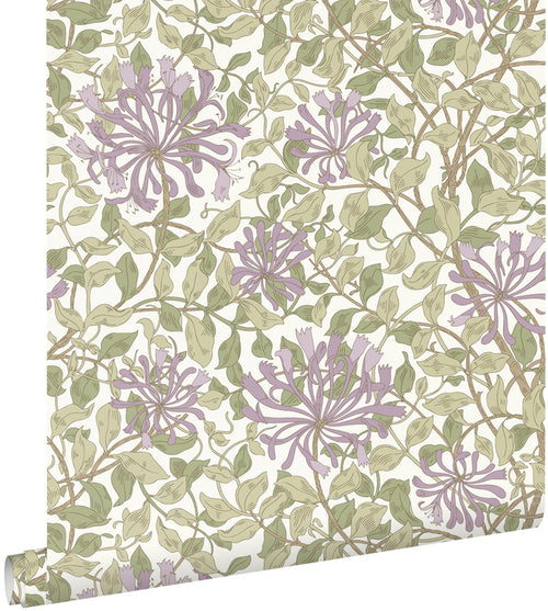 ESTAhome behang bloemen groen en paars - 50 x 900 cm - 131030 - vtwonen shop