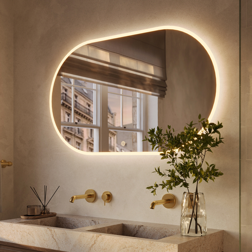 LOMAZOO badkamerspiegel Genua - met LED verlichting & spiegelverwarming - ovaal - 120 x 70 cm