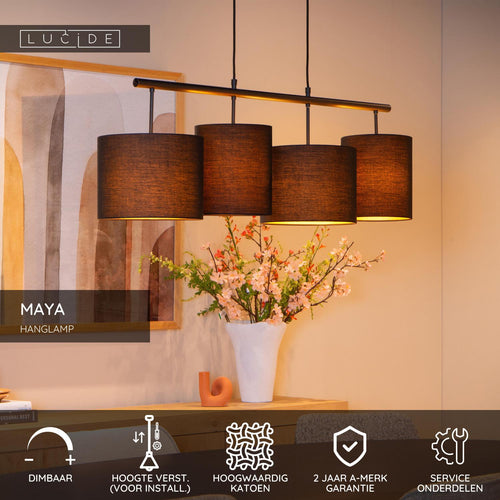 Lucide hanglamp MAYA - 4xE27 - Zwart