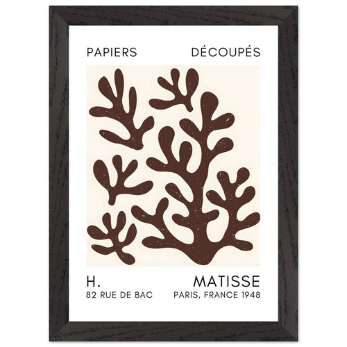 Artfulprints Poster met Lijst Matisse – Coral shadows brown   - A4 21x29.7 cm - Bruin